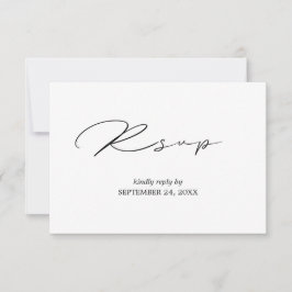 Zwart & Wit Calligrafie met Eet RSVP Kaart