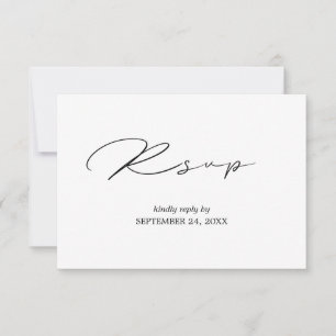 Zwart & Wit Calligrafie met Eet RSVP Kaart