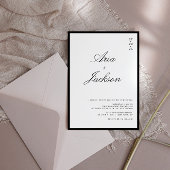 Zwart & Wit Calligrafie Modern QR Code Huwelijk Kaart