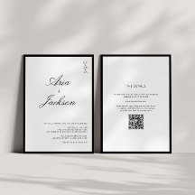 Zwart & Wit Calligrafie Modern QR Code Huwelijk