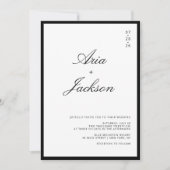 Zwart & Wit Calligrafie Modern QR Code Huwelijk Kaart (Voorkant)