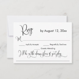 Zwart & Wit Calligrafie Nummerverzoek RSVP Kaartje