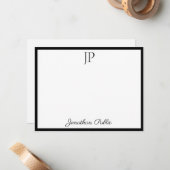 Zwart Wit Calligrafie Script Monogram Sjabloon (Voorkant / Achterkant in situ)