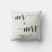 Zwart-Wit Calligrafie Trouwkussens Kussen (Voorkant)