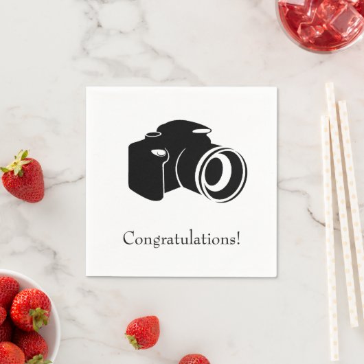 Zwart-wit camera gefeliciteerd servet (Insitu)