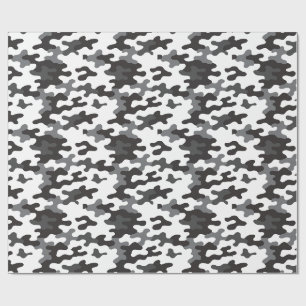 Zwart-Wit Camo Cadeaupapier