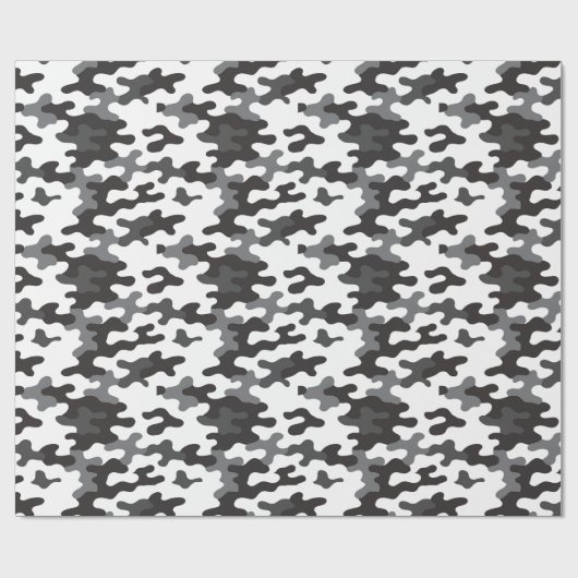 Zwart-Wit Camo Cadeaupapier (Vlak)