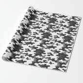 Zwart-Wit Camo Cadeaupapier (Uitgerold)