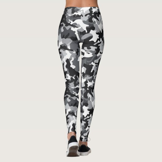 Zwart-wit Camo ontwerp leggings (Achterkant)