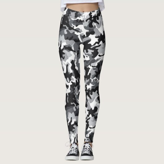 Zwart-wit Camo ontwerp leggings (Voorkant)