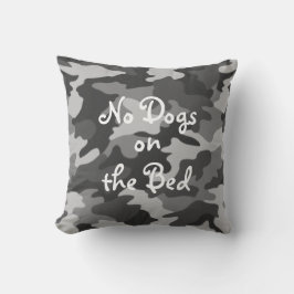 Zwart-wit Camouflage "Geen honden op het bed" Kussen