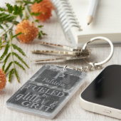 Zwart-wit camouflage glitter camo naam sleutelhanger (Voorkant Rechts)