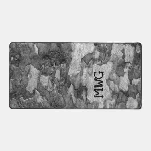 Zwart-wit camouflage schors camo Monogram Bureaumat (Voorkant)