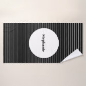 Zwart Wit Camouflage Stripe Patterns Custom Name Badhanddoek (Badhanddoek)