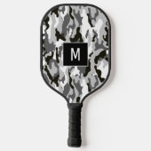 Zwart-wit camouflagepatroon met monogram pickleball paddle (Achterkant)