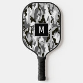 Zwart-wit camouflagepatroon Monogram Pickleball Paddle (Voorkant)