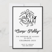 Zwart-wit Camp Bachelorette uitnodiging (Voorkant)
