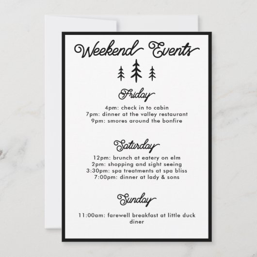 Zwart-wit Camp Bachelorette uitnodiging (Achterkant)