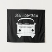 Zwart-wit Camper Van Wandtapijt Wandkleed (Voorkant (horizontaal))