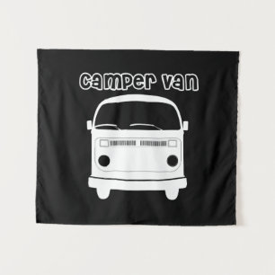 Zwart-wit Camper Van Wandtapijt Wandkleed