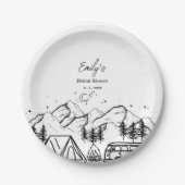 Zwart-wit camping Vrijgezellenfeest Papieren Bordje (Voorkant)