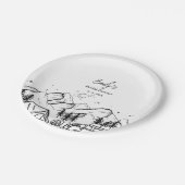 Zwart-wit camping Vrijgezellenfeest Papieren Bordje (Gekanteld)