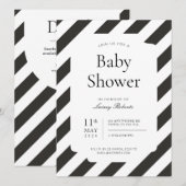 Zwart-wit Candy Cane Diagonale Stripe Douche Kaart (Voorkant / Achterkant)