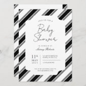 Zwart-wit Candy Cane Diagonale Stripe Douche Kaart (Voorkant / Achterkant)