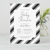 Zwart-wit Candy Cane Diagonale Stripe Douche Kaart (Staand voorkant)