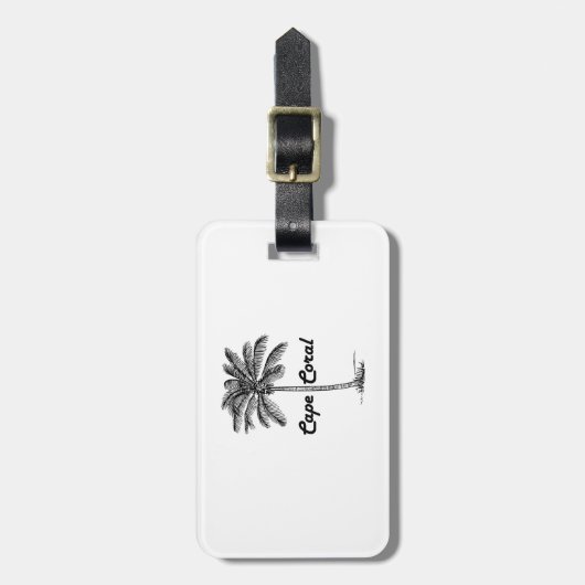 Zwart-wit Cape Coral & Palm-ontwerp Bagagelabel (Voorkant verticaal)