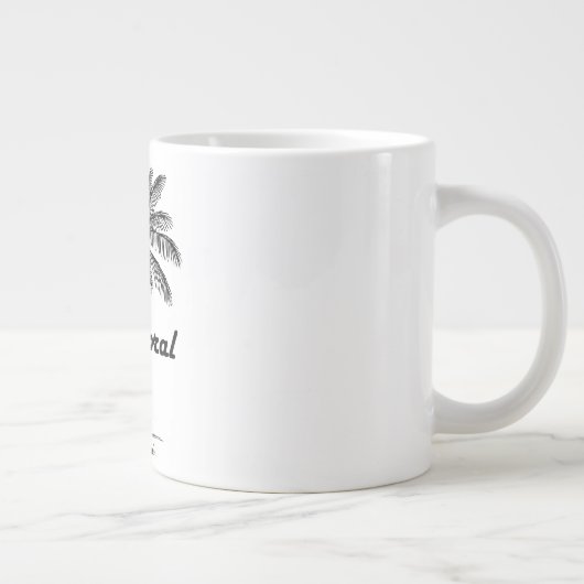 Zwart-wit Cape Coral & Palm-ontwerp Grote Koffiekop (Rechts)