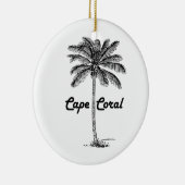 Zwart-wit Cape Coral & Palm-ontwerp Keramisch Ornament (Rechts)