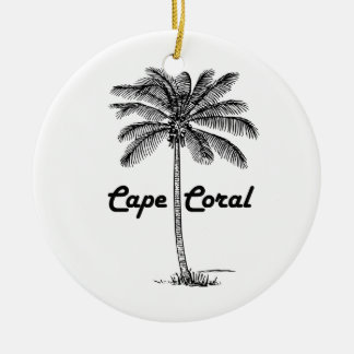Zwart-wit Cape Coral & Palm-ontwerp Keramisch Ornament