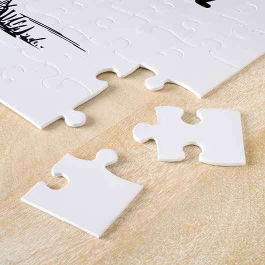 Zwart-wit Cape Coral & Palm-ontwerp Legpuzzel (Zijkant)