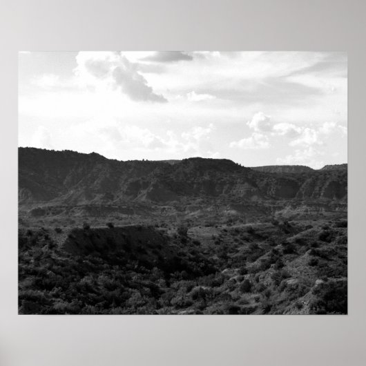 Zwart-wit Caprock Canyon Landschap 16 x 20 Poster (Voorkant)