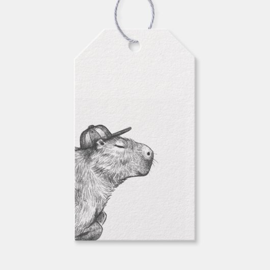 Zwart-wit Capybara Cadeaulabel (Voorkant)