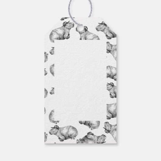 Zwart-wit Capybara Cadeaulabel (Achterkant)