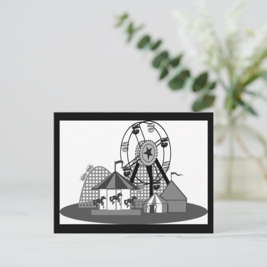 Zwart-wit Carnaval Theme Party Briefkaart (Staand voorkant)