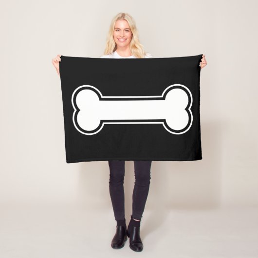 Zwart-wit Cartoon Dog Bone Fleece Deken (In situ)