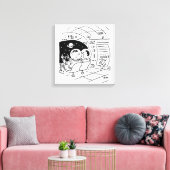 Zwart & Wit Cartoon Kunst van Ruimteschip Canvas Afdruk (Insitu (Woonkamer))