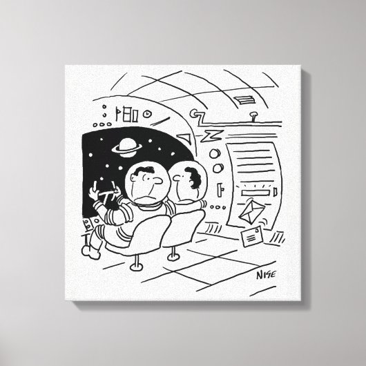 Zwart & Wit Cartoon Kunst van Ruimteschip Canvas Afdruk (Voorkant)
