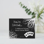 Zwart-wit Casino Nachtuitnodiging Kaart (Staand voorkant)