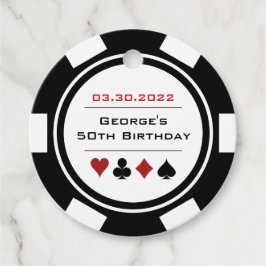 Zwart-wit casino Poker Chip Birthday Bedankjes Labels