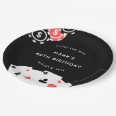 Zwart Wit Casino Thema 40e Verjaardagsfeest Papieren Bordje (Gekanteld)
