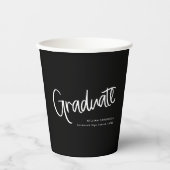 Zwart-wit Casual handgeschreven script Afstuderen Papieren Bekers (Voorkant)
