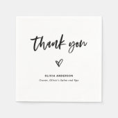 Zwart-wit Casual script en hart Dank u Servet (Voorkant)