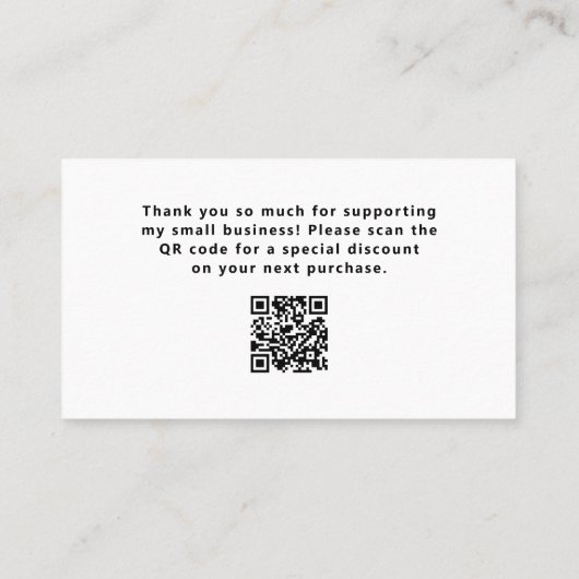 Zwart-wit Casual script en hart Dank u Visitekaartje (Achterkant)