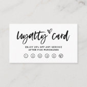 Zwart-wit Casual script en hart Klantenkaartje (Voorkant)