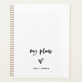 Zwart-wit Casual script en hart Planner