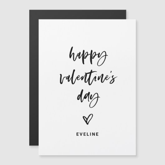 Zwart-wit Casual Script en hart Valentijn Magnetische Uitnodiging (Voorkant / Achterkant)